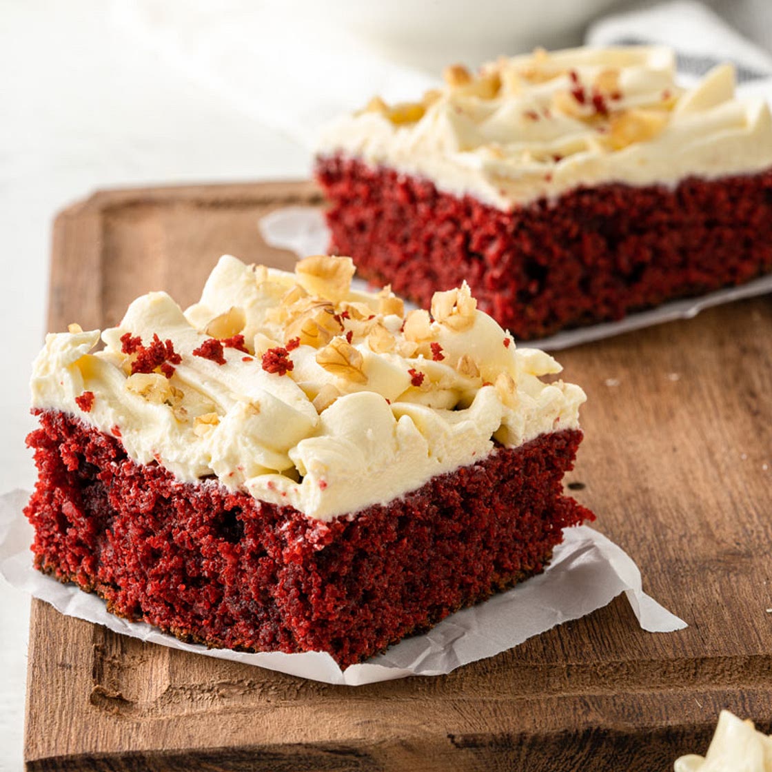 Keto & Gluten Free Red Velvet Cake with Cream Cheese Frosting