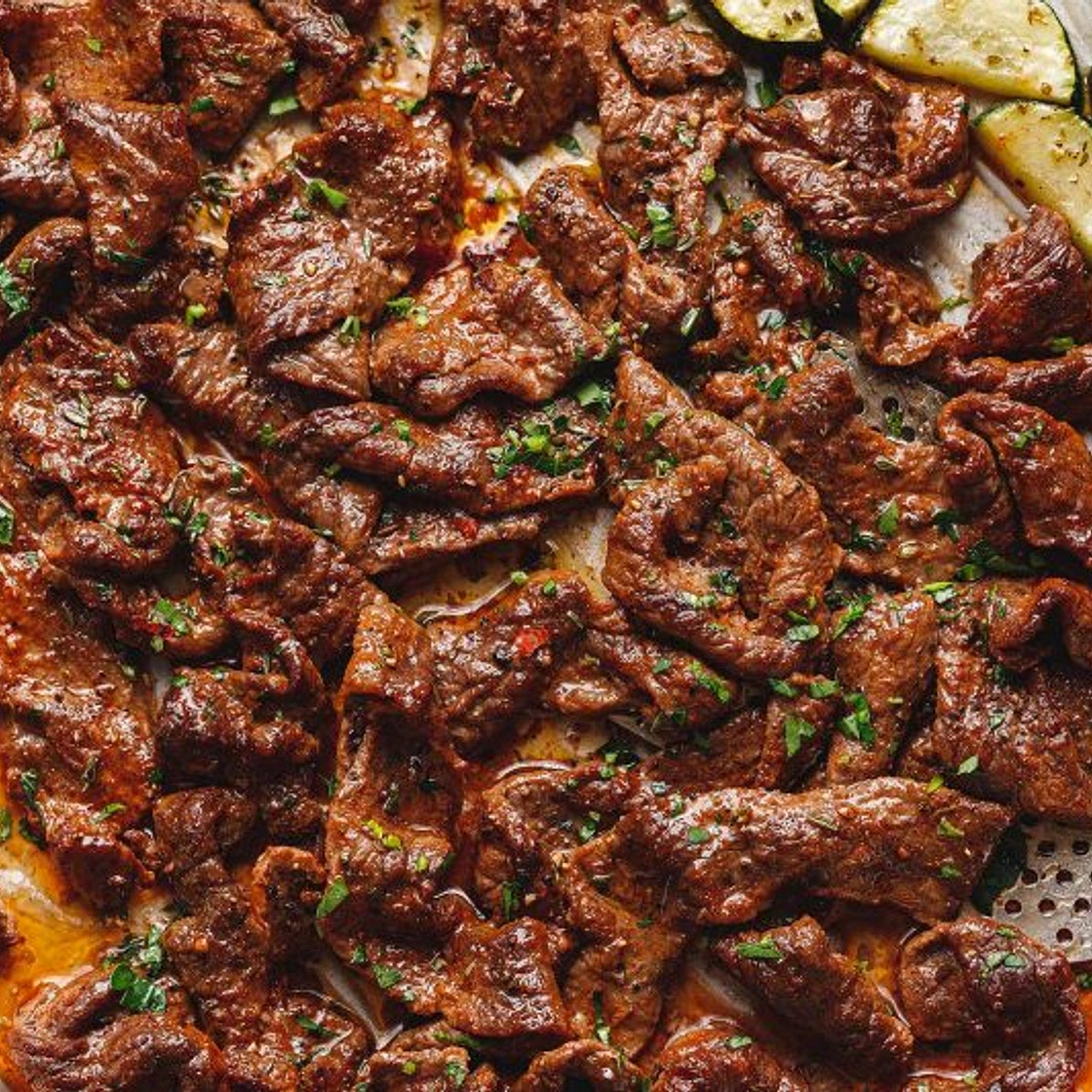 10-Minute Sheet Pan Steak with Lemon Zucchini