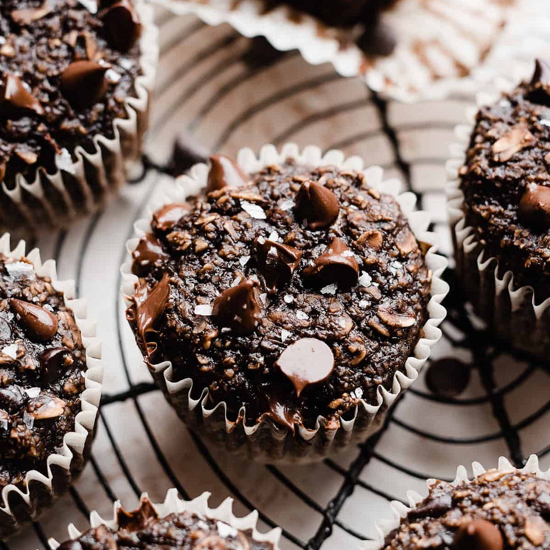 Healthy Banana Chocolate Oat Muffins