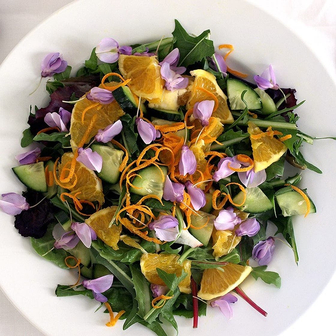 SPRING SALAD WITH EDIBLE FLOWERS & DANDELION GREENS