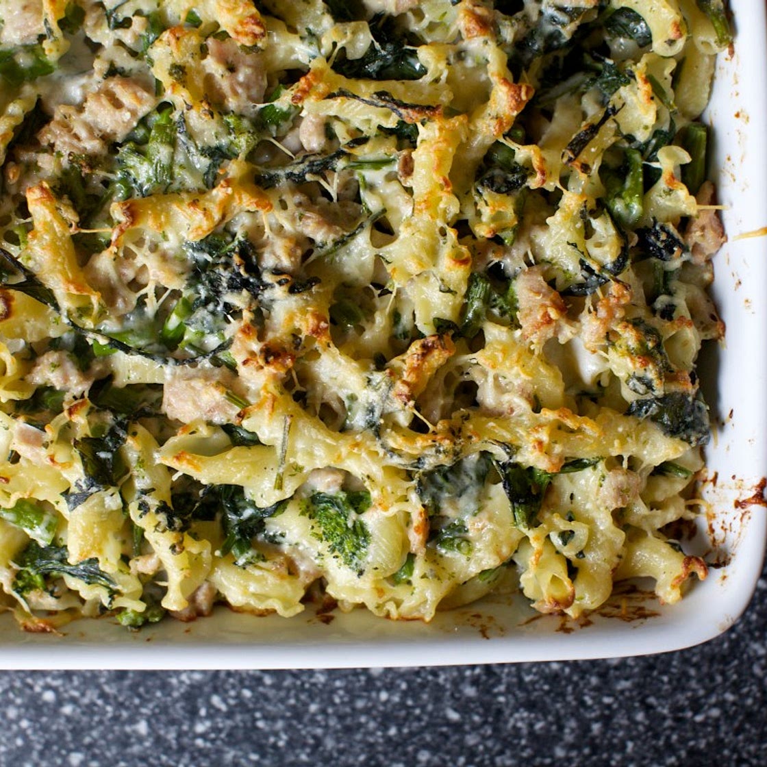 baked pasta with broccoli rabe and sausage