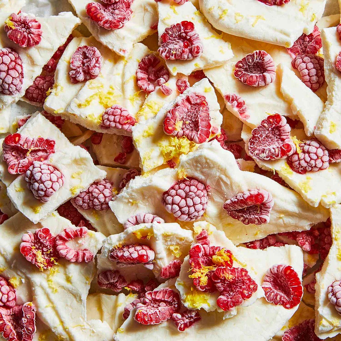 Raspberry-Lemon Greek Frozen Yogurt Bark