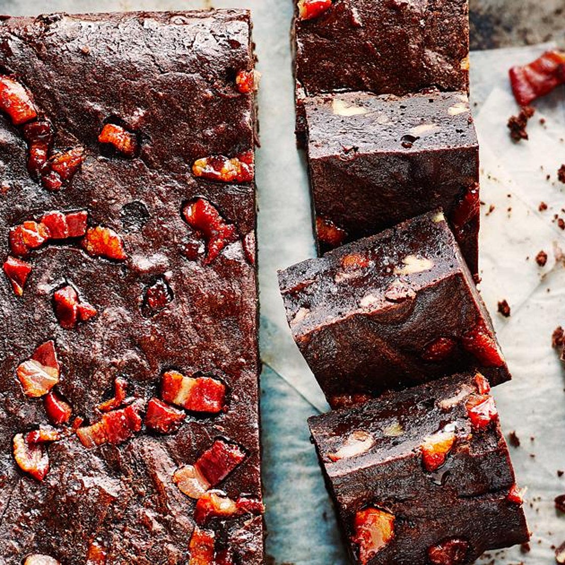 Maple-bacon and pecan brownies