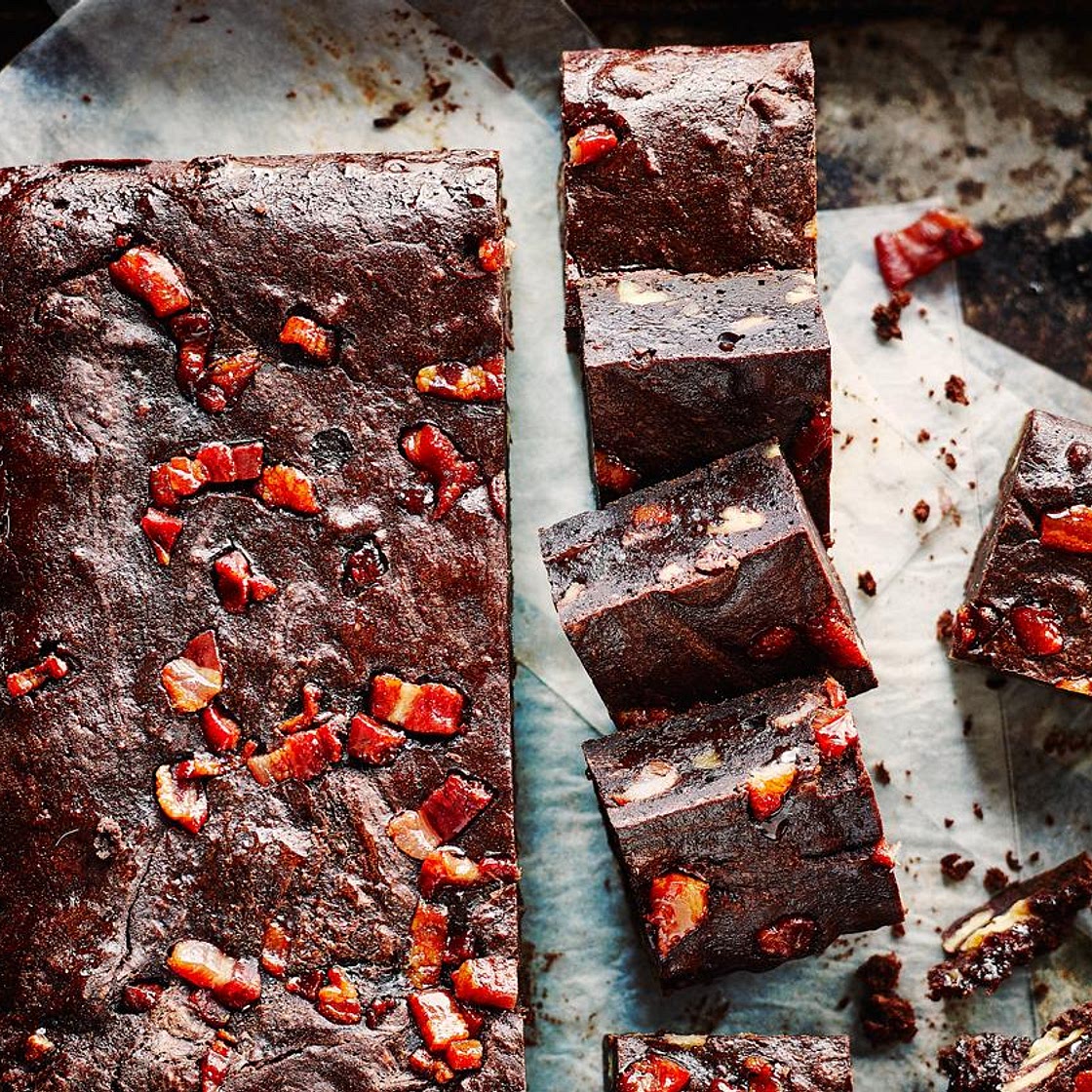 Maple-bacon and pecan brownies