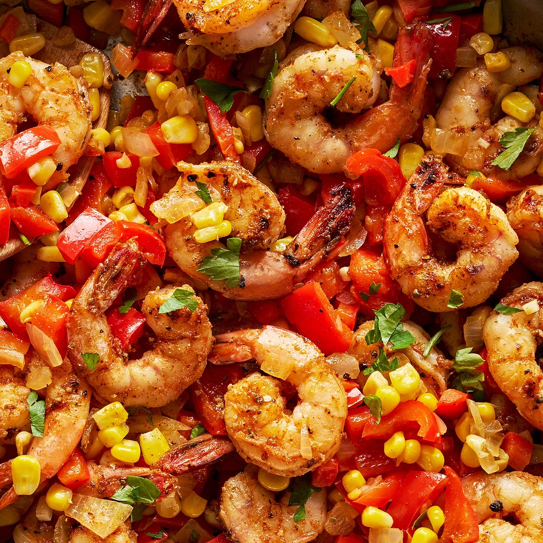 Cajun Shrimp with Bell Peppers & Corn