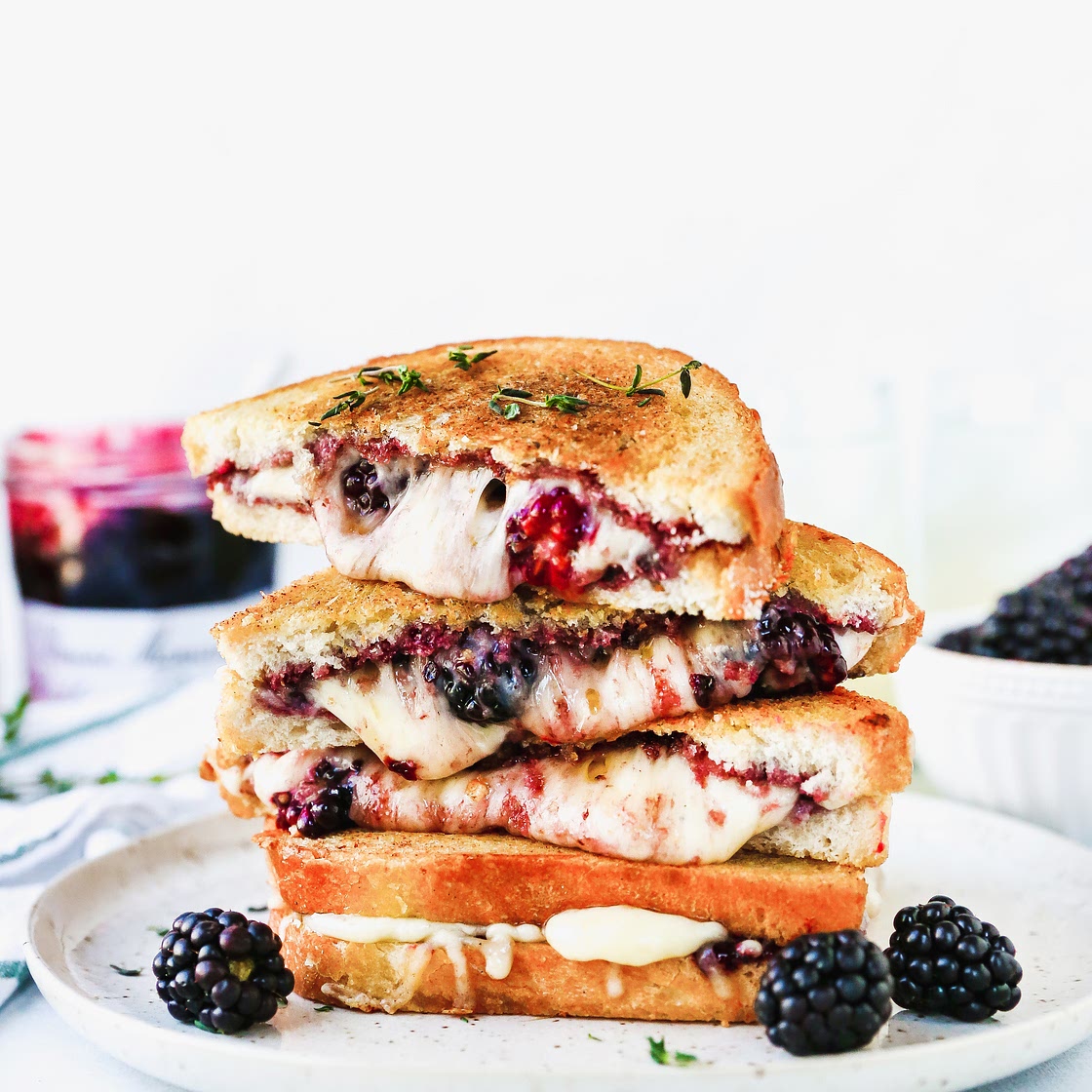Fontina & Blackberry Grilled Cheese with Thyme Butter