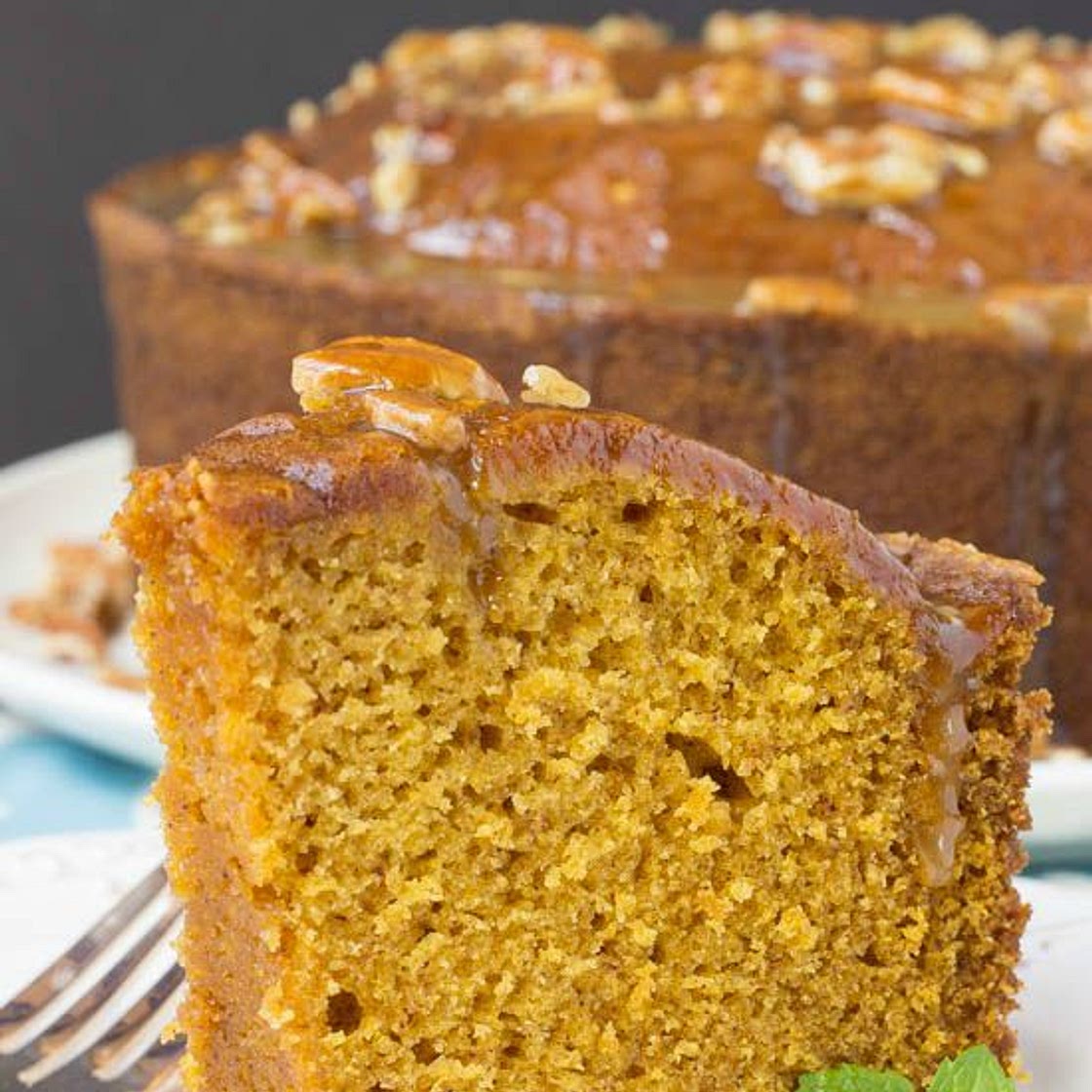 Praline Glazed Pumpkin Pound Cake