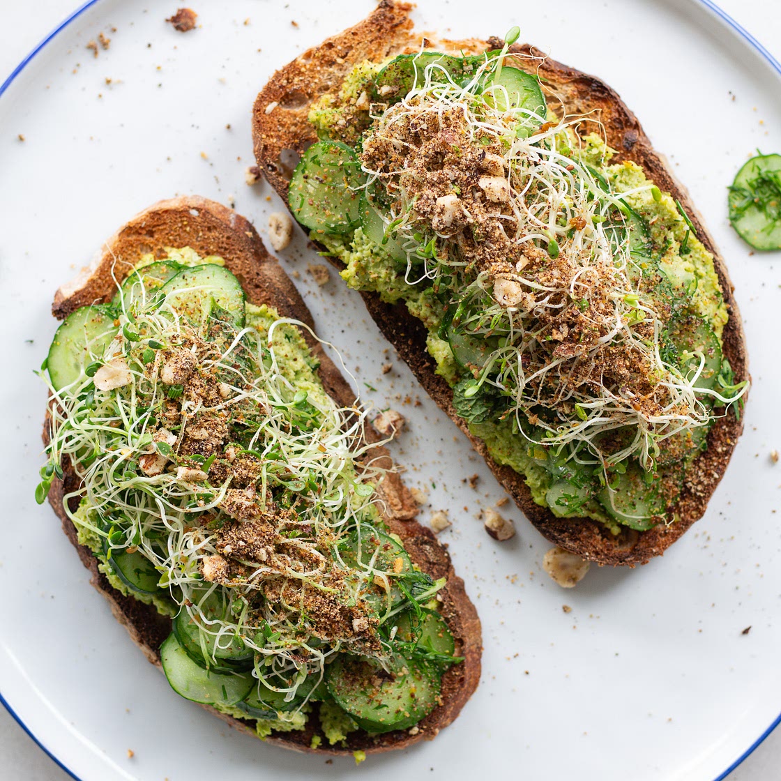 Cucumber Toasts with Edamame Spread