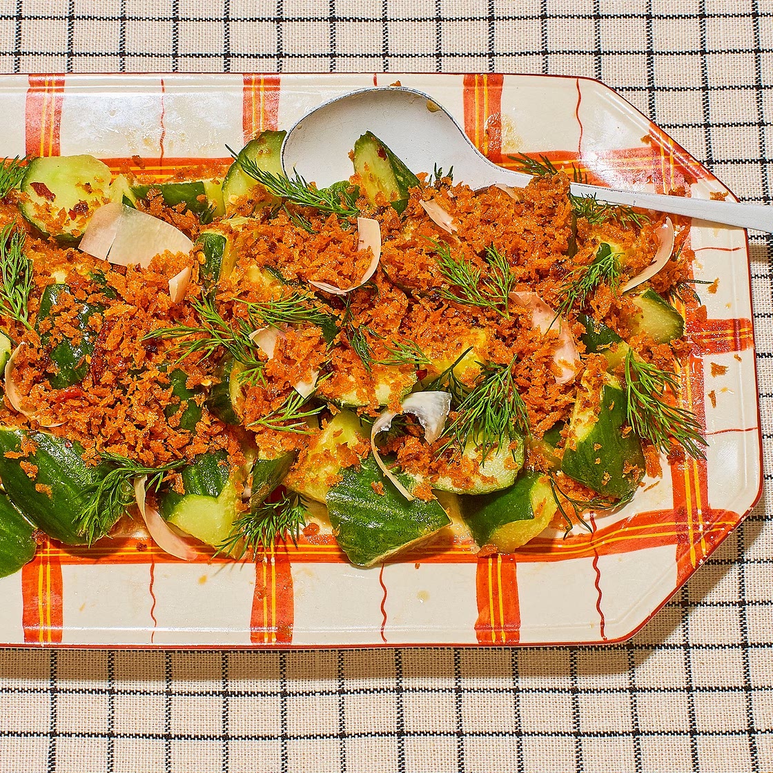 Cucumber Caesar With Spicy Breadcrumbs