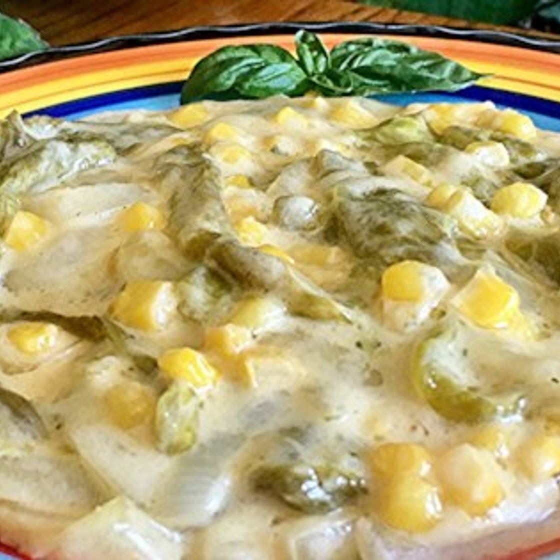 Rajas Con Crema, Elote Y, Queso (Creamy Poblano Peppers and Sweet Corn)