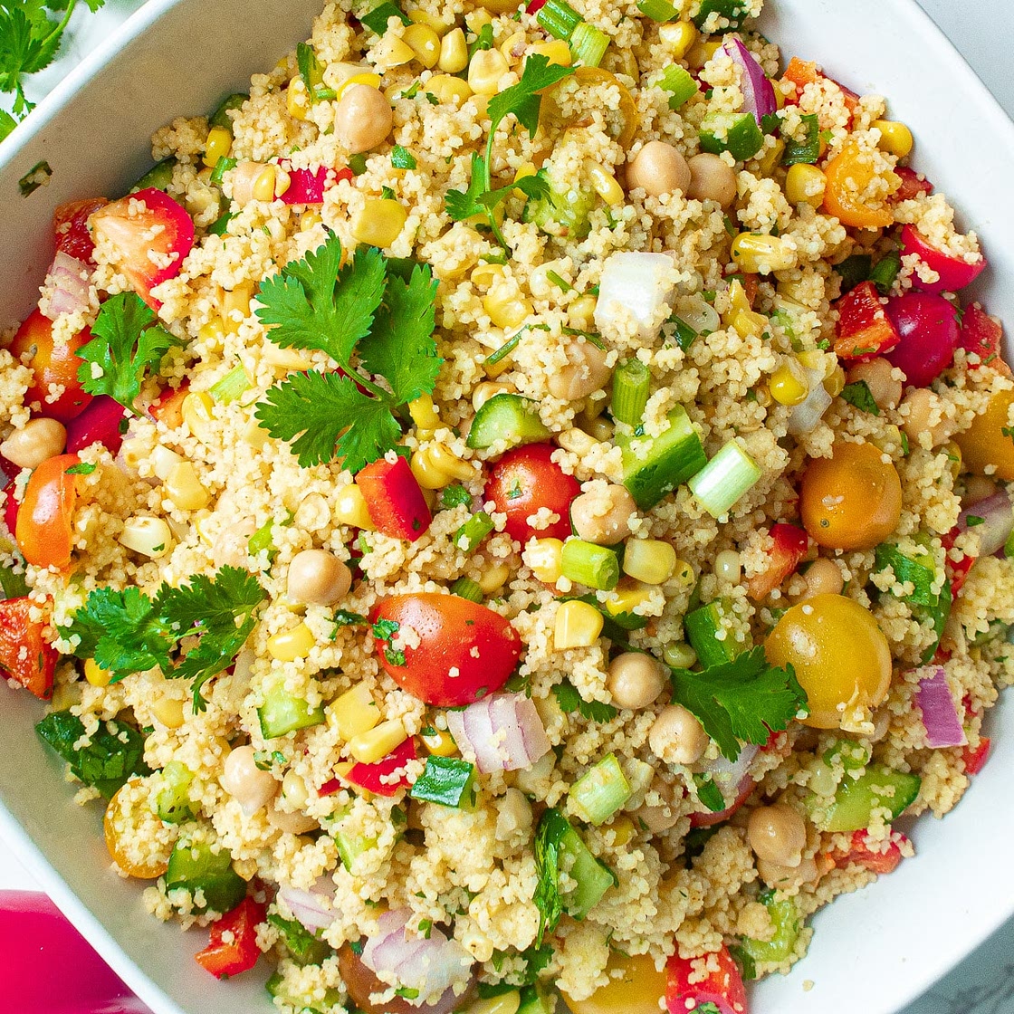 Vegan Couscous Salad with Chickpeas and Charred Corn