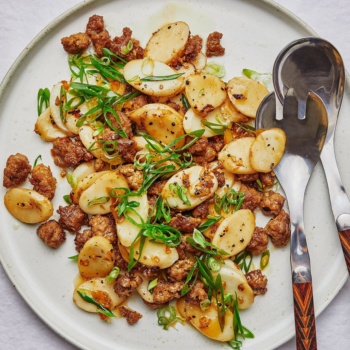 Salt-and-Pepper Pork With Crispy Rice Cakes