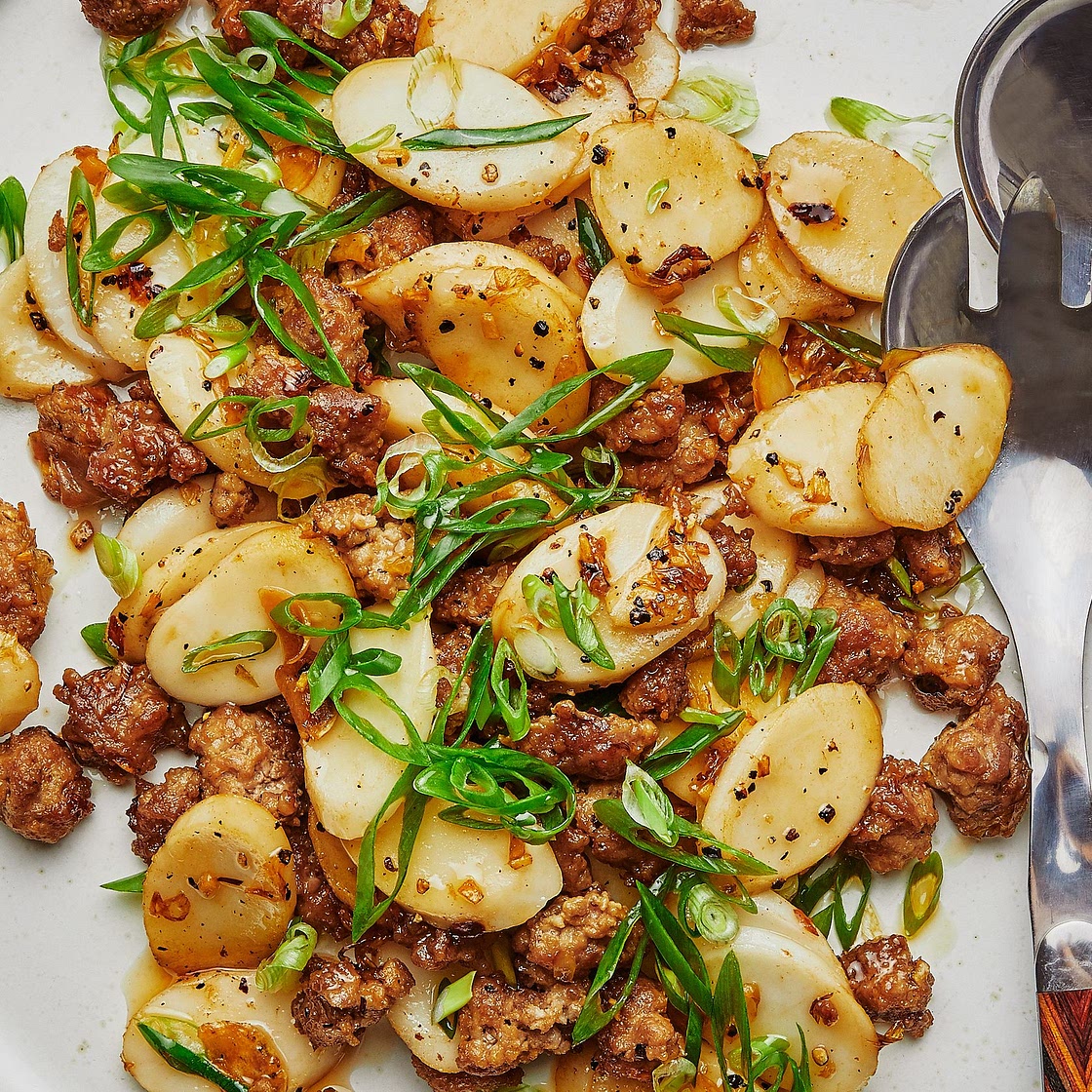 Salt-and-Pepper Pork With Crispy Rice Cakes