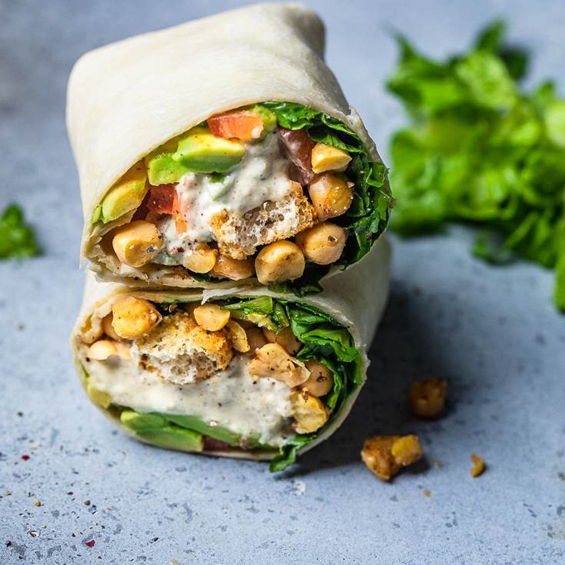 Vegan Chickpea Caesar Wraps