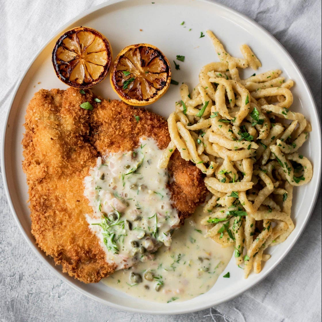 Pork Schnitzel with Spaetzle
