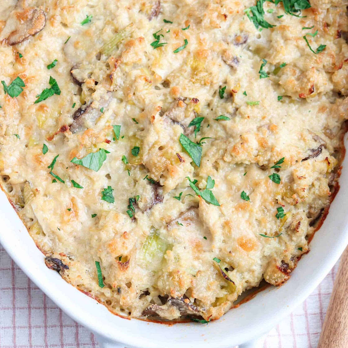 Creamy Chicken and Mushroom Cauliflower Rice Casserole