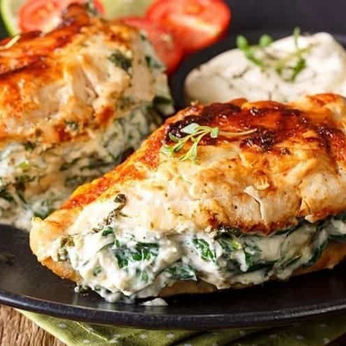 Pan Fried Spinach Cream Cheese Stuffed Chicken Breasts Recipe