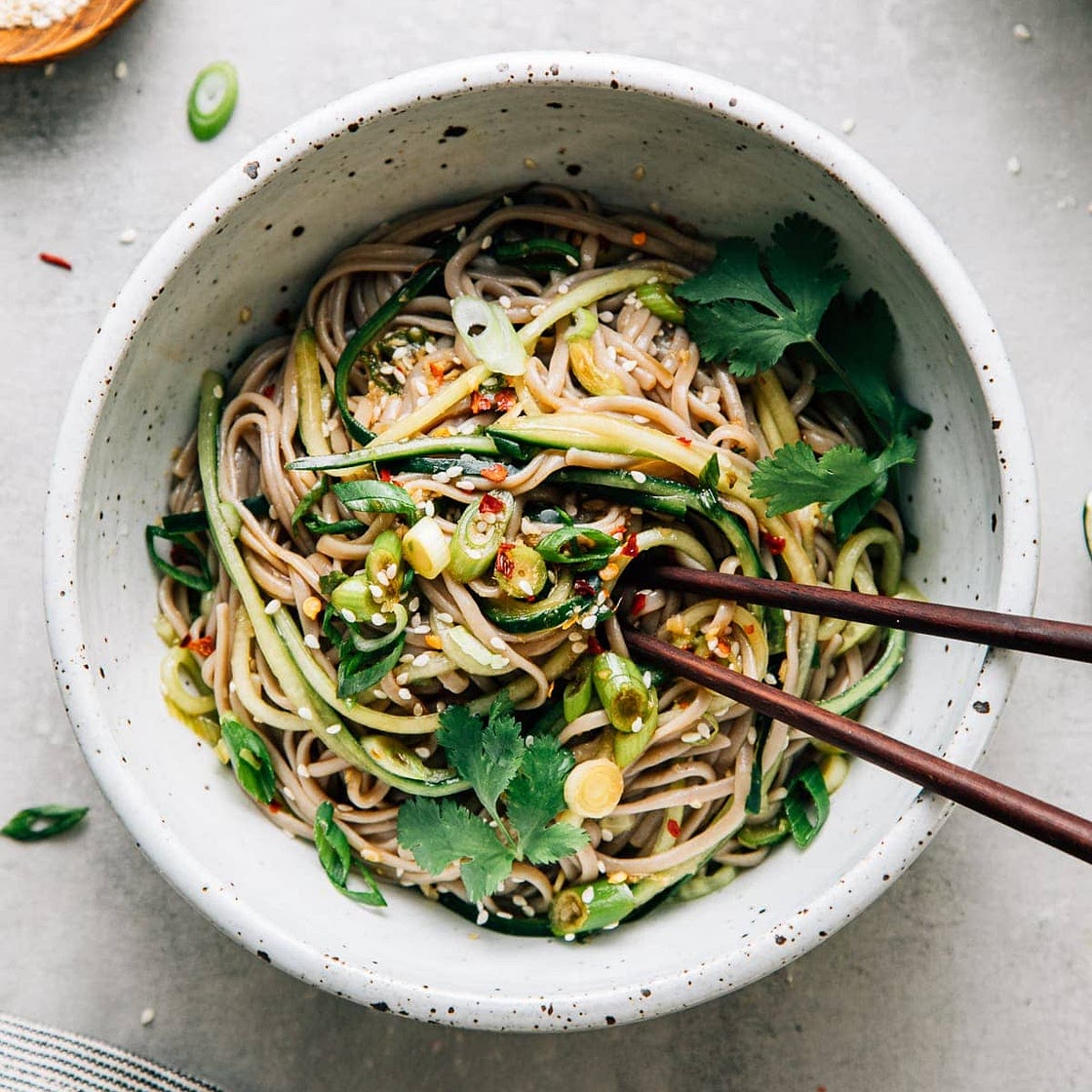 SESAME-GINGER CUCUMBER SOBA NOODLE SALAD
