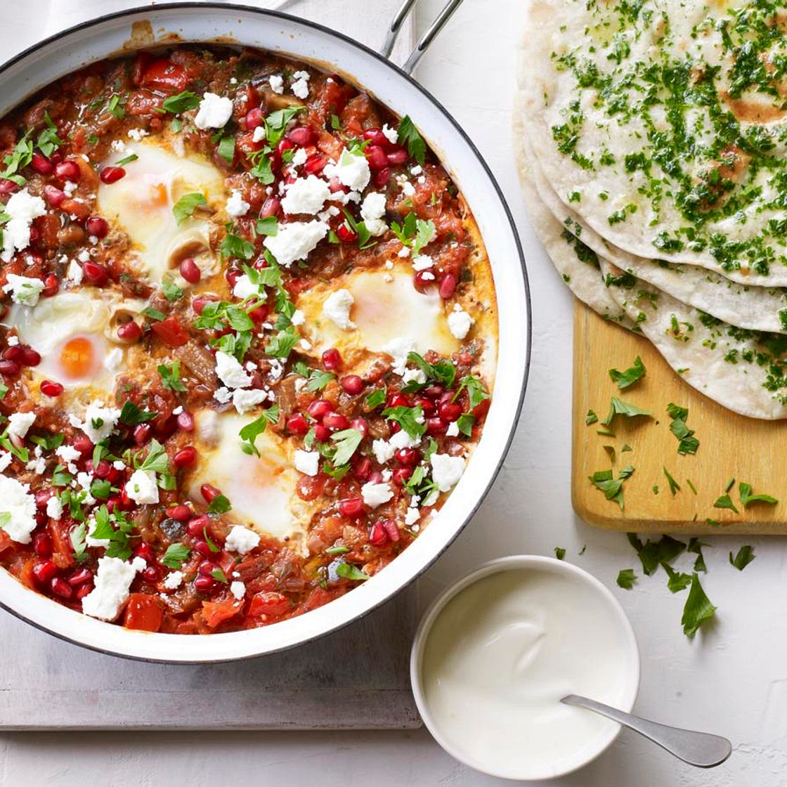 Chorizo shakshuka with flatbreads