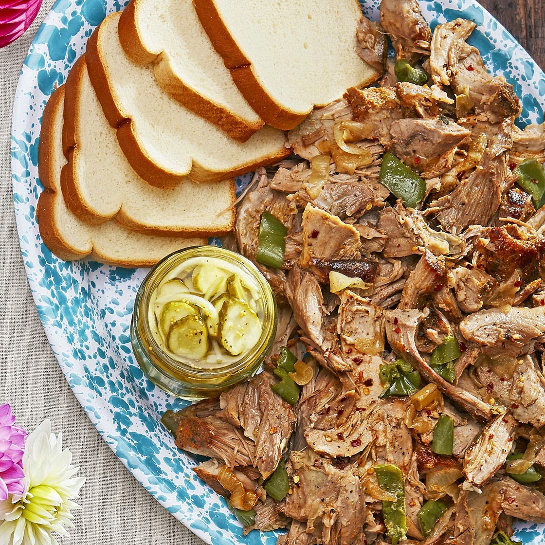 Oven-Roasted Pulled Pork with Sweet-and-Spicy Sauce