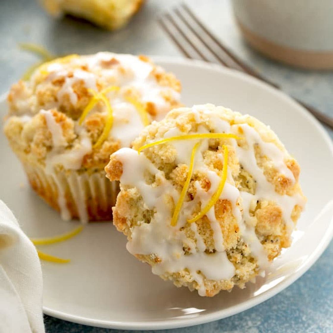 Lemon Poppy Seed Muffins with Streusel and Lemon Glaze