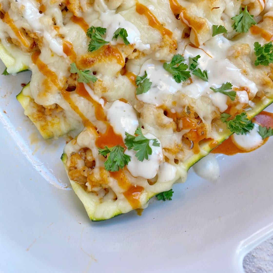 Buffalo Chicken Zucchini Boats (Low Carb)