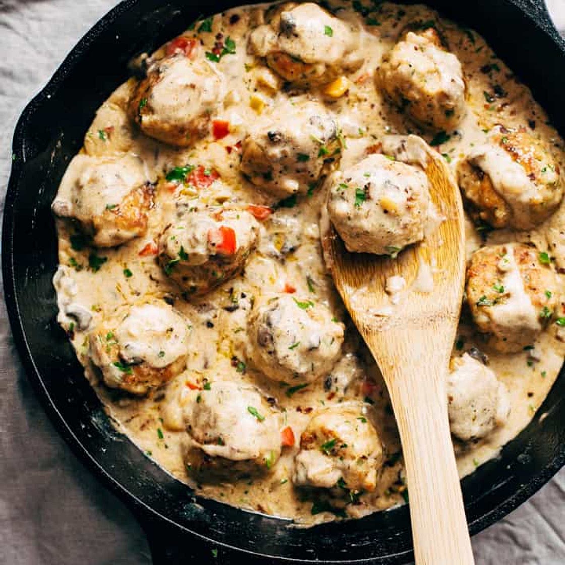 Cajun Chicken Meatballs in Tasty Cream Sauce
