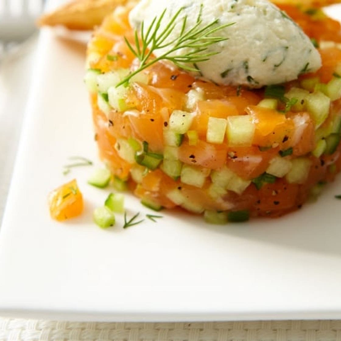 Melon and Mascarpone Salmon Tartare