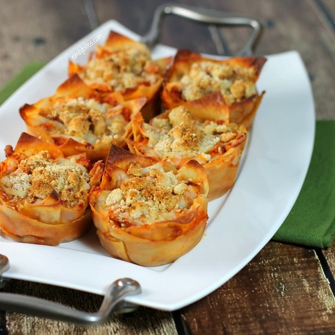 Chicken Parmesan Wonton "Cupcakes"