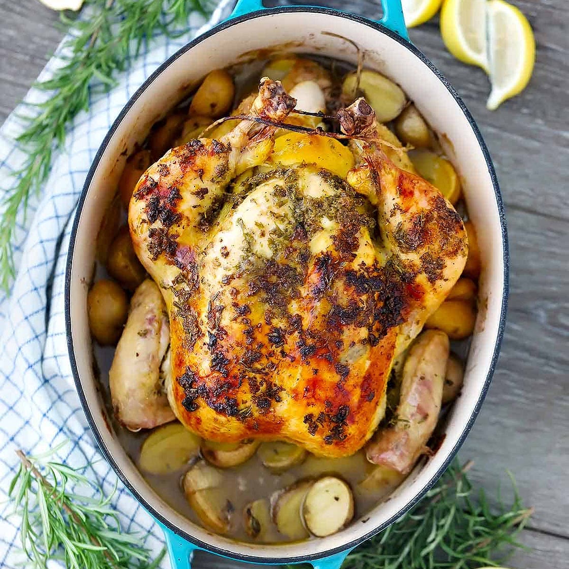 Dutch Oven Whole Roast Chicken