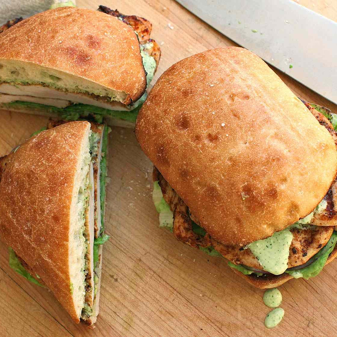 Peruvian-Style Grilled-Chicken Sandwiches With Spicy Green Sauce Recipe