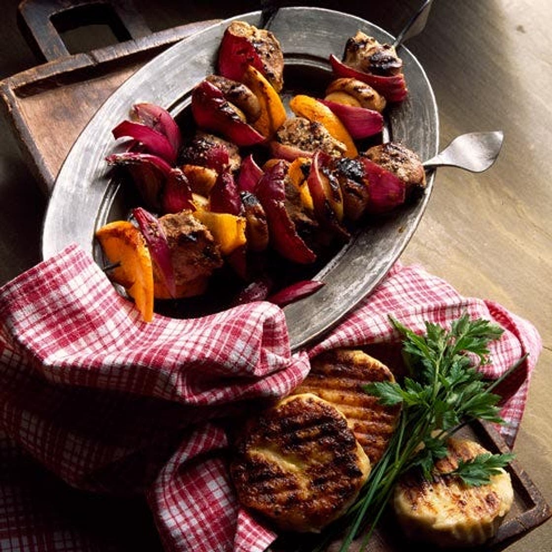 Marinated lamb kebabs