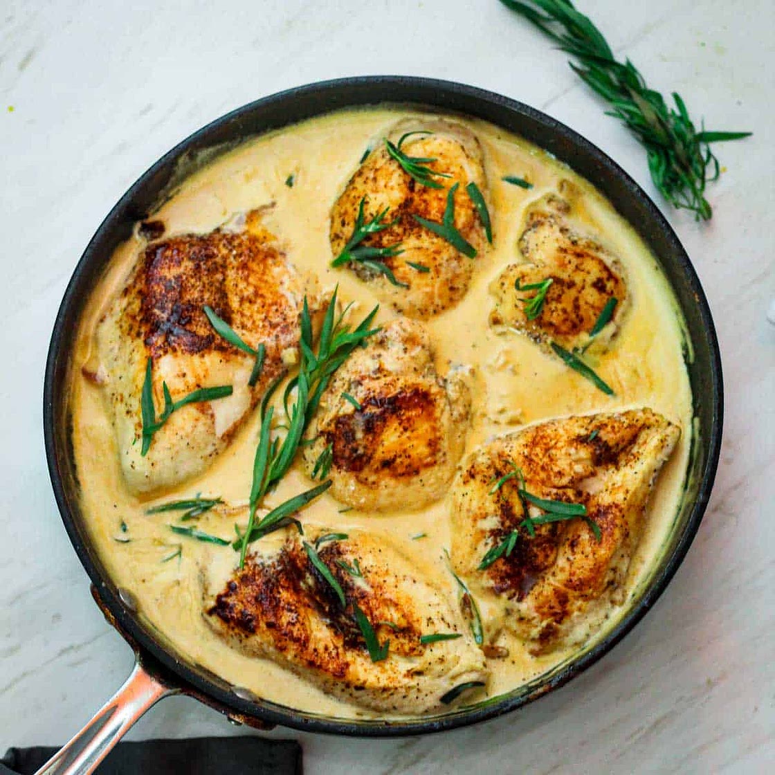 Tarragon Chicken In White Wine Sauce