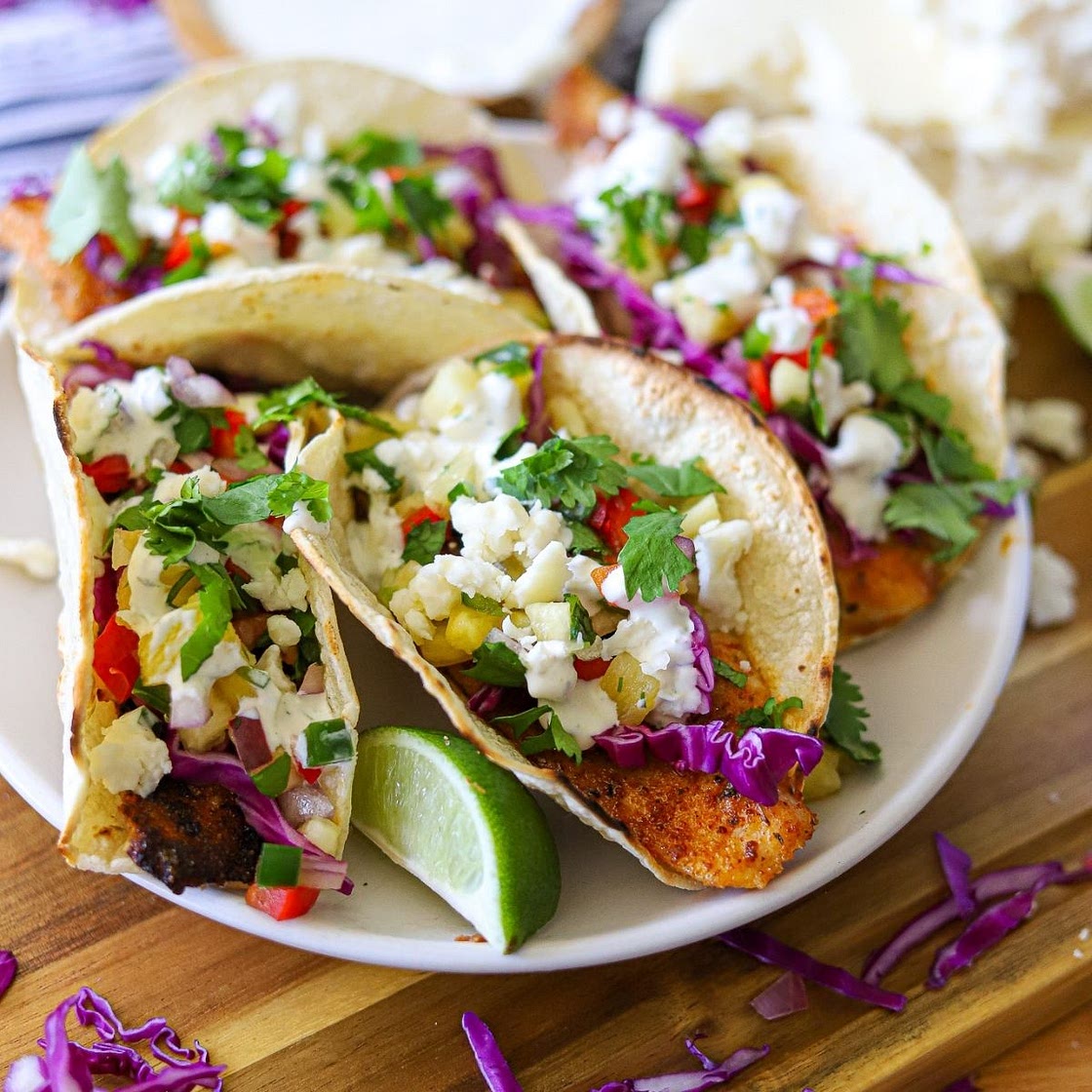Blackened Fish Tacos with Pineapple Salsa