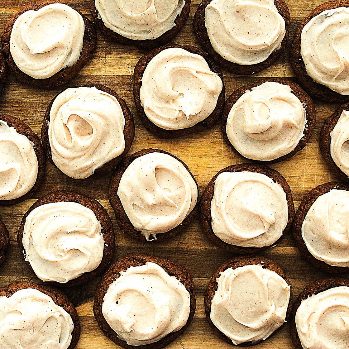 No Chill Gingerbread Cookies with Stout and Brown Butter Cream Cheese Frosting