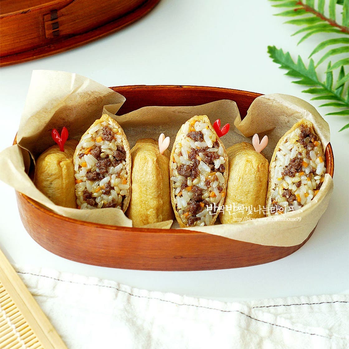 소고기 유부초밥 만들기 유부초밥 도시락 맛있게 만드는법