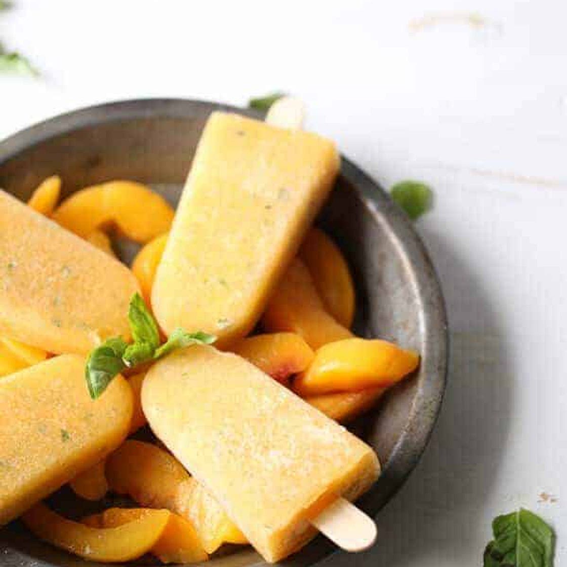 Basil Peach Margarita Popsicles