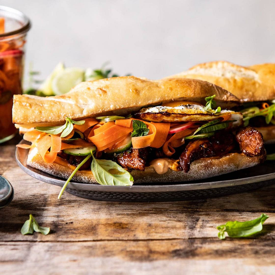 30 Minute Basil Chicken Banh Mi Sandwich