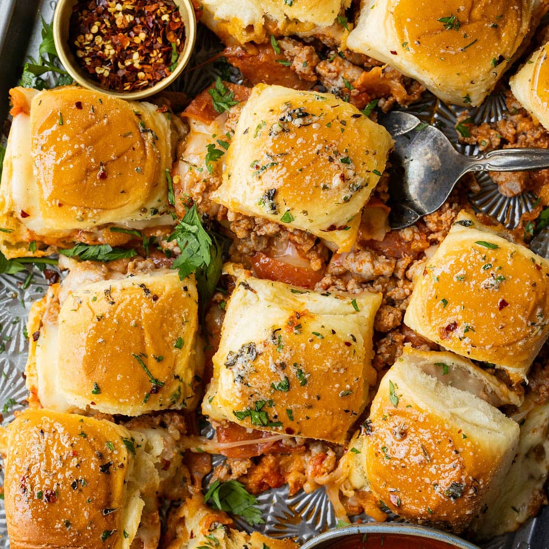 Pepperoni and Sausage Pizza Sliders