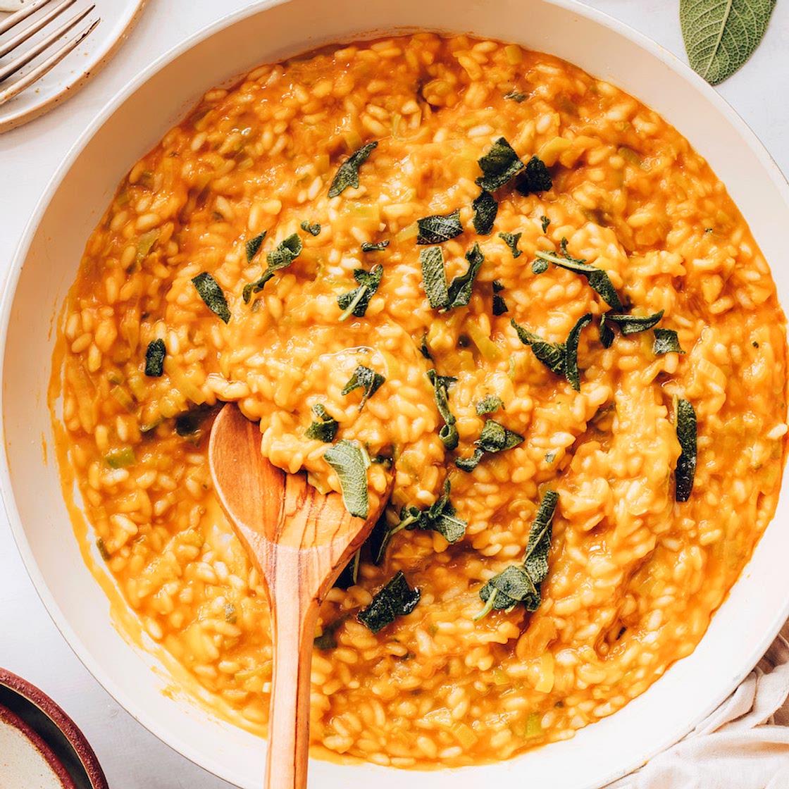 Miso Pumpkin Risotto with Crispy Sage