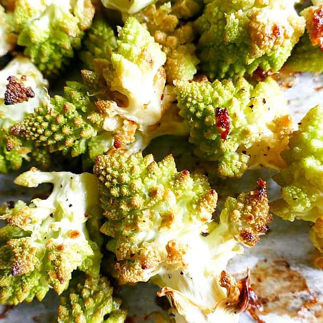 Garlic and Lemon Roasted Romanesco Cauliflower
