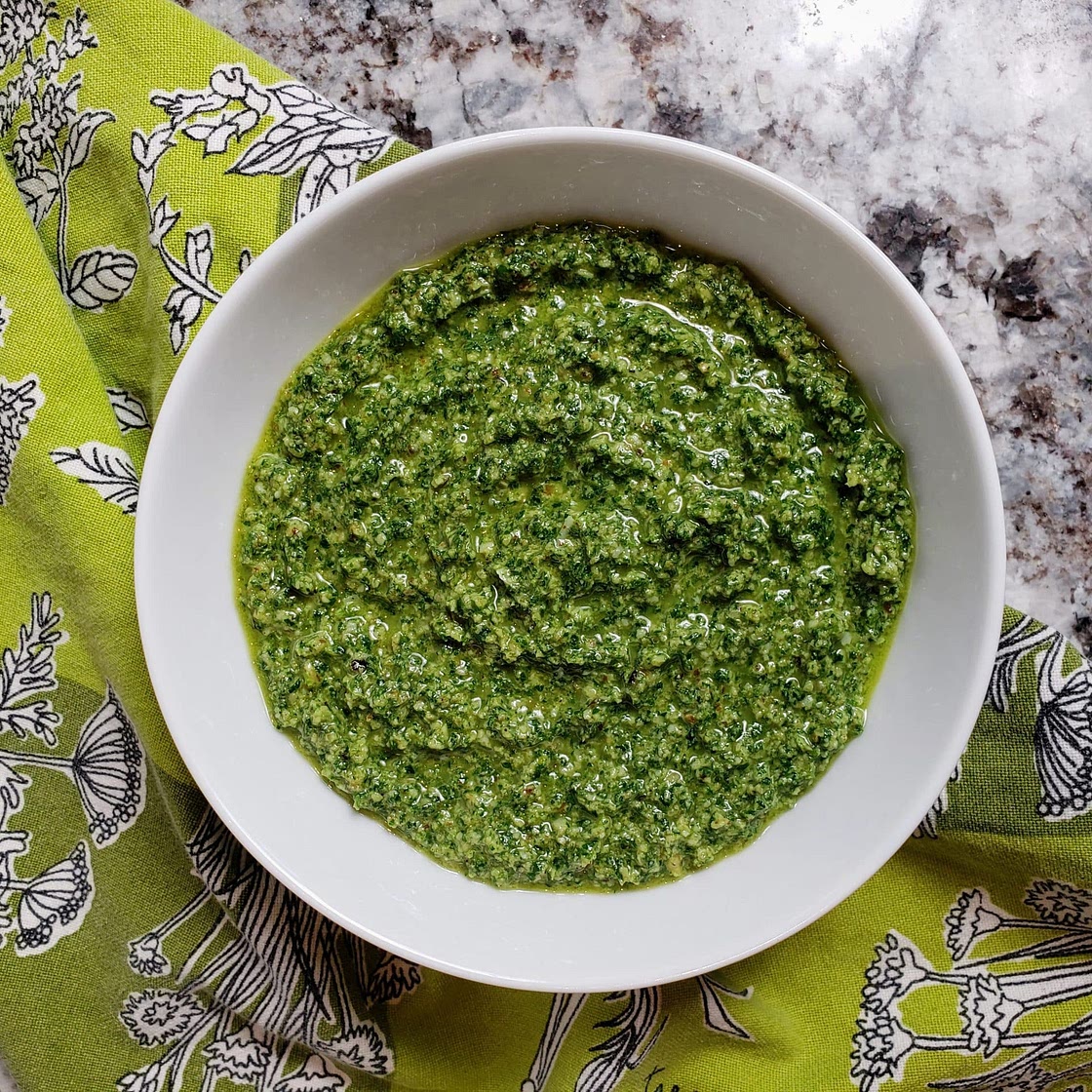 Carrot top pesto