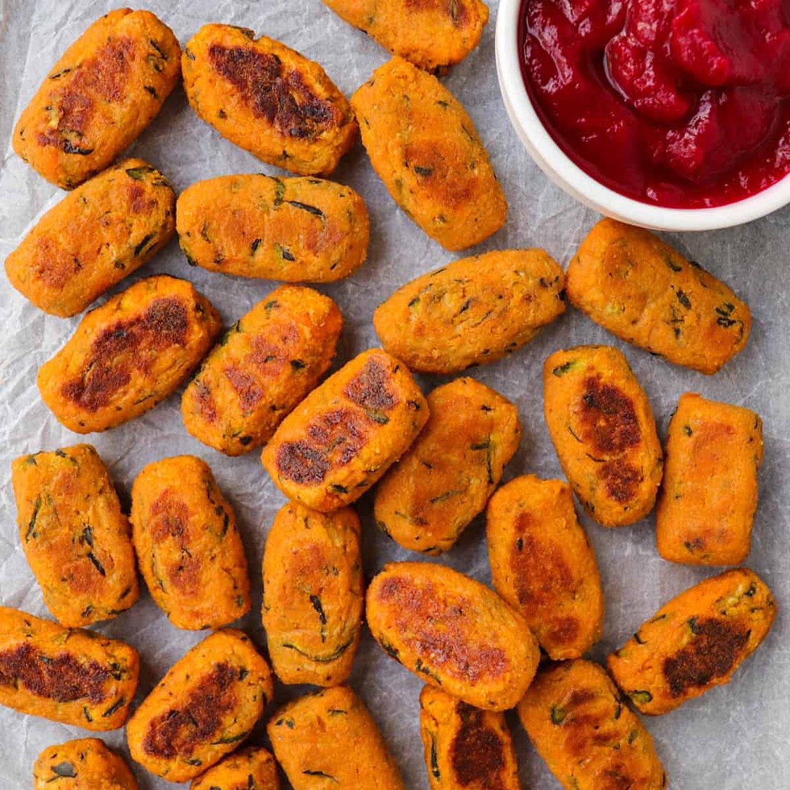 Baked Sweet Potato Zucchini Tots