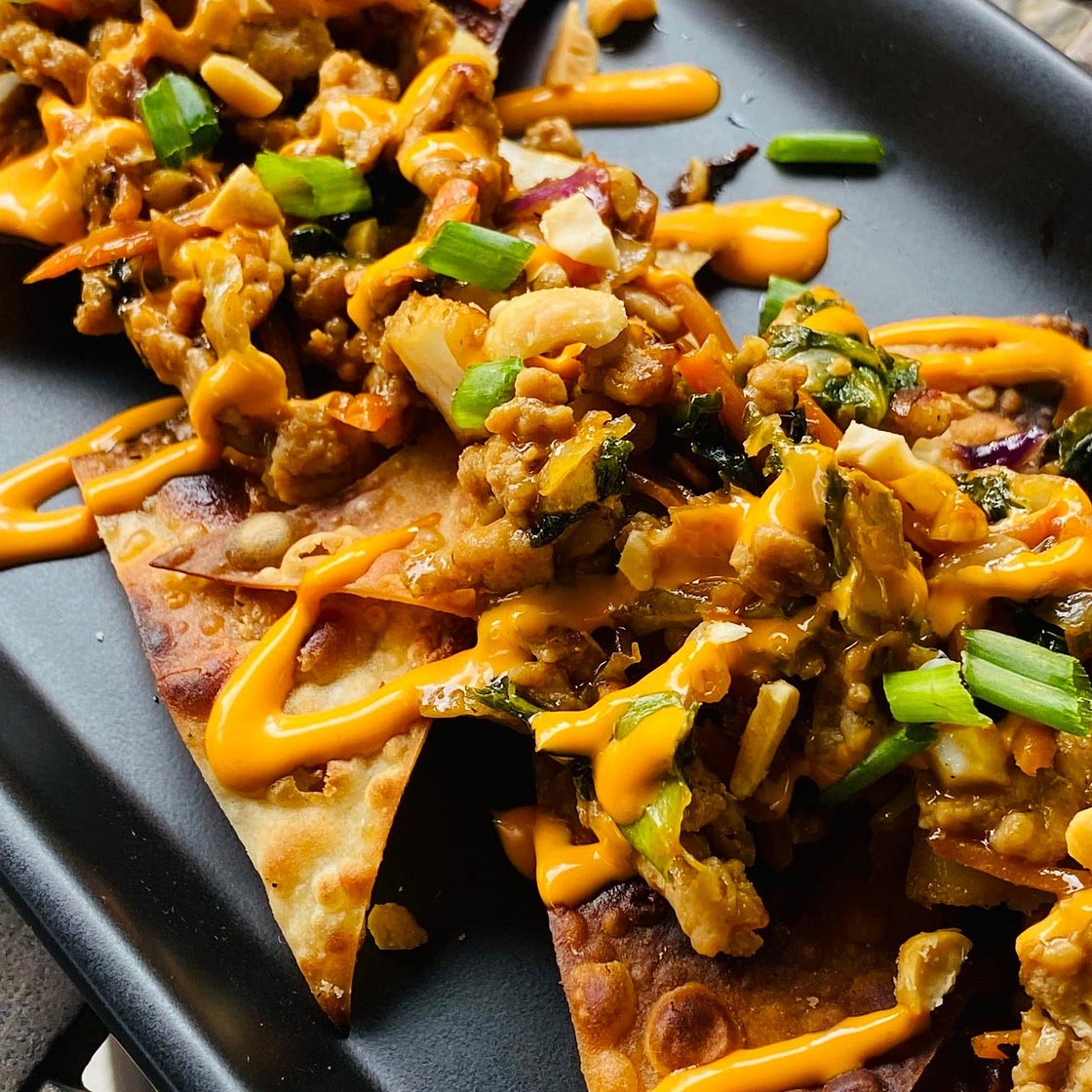 Blackstone Teriyaki Chicken Wonton Nachos