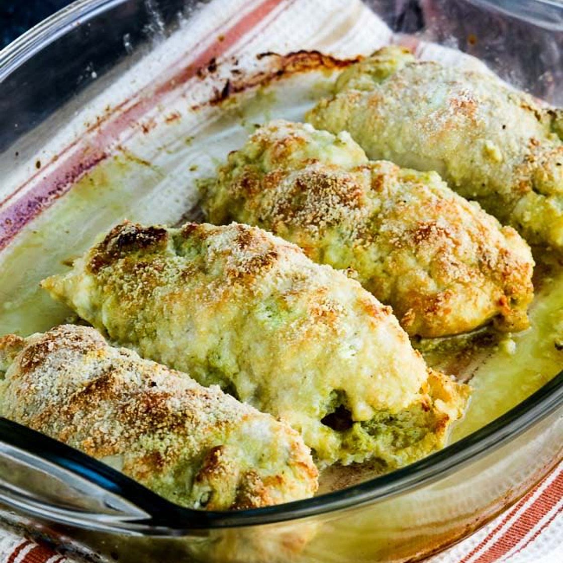 Baked Chicken Stuffed with Pesto and Cheese