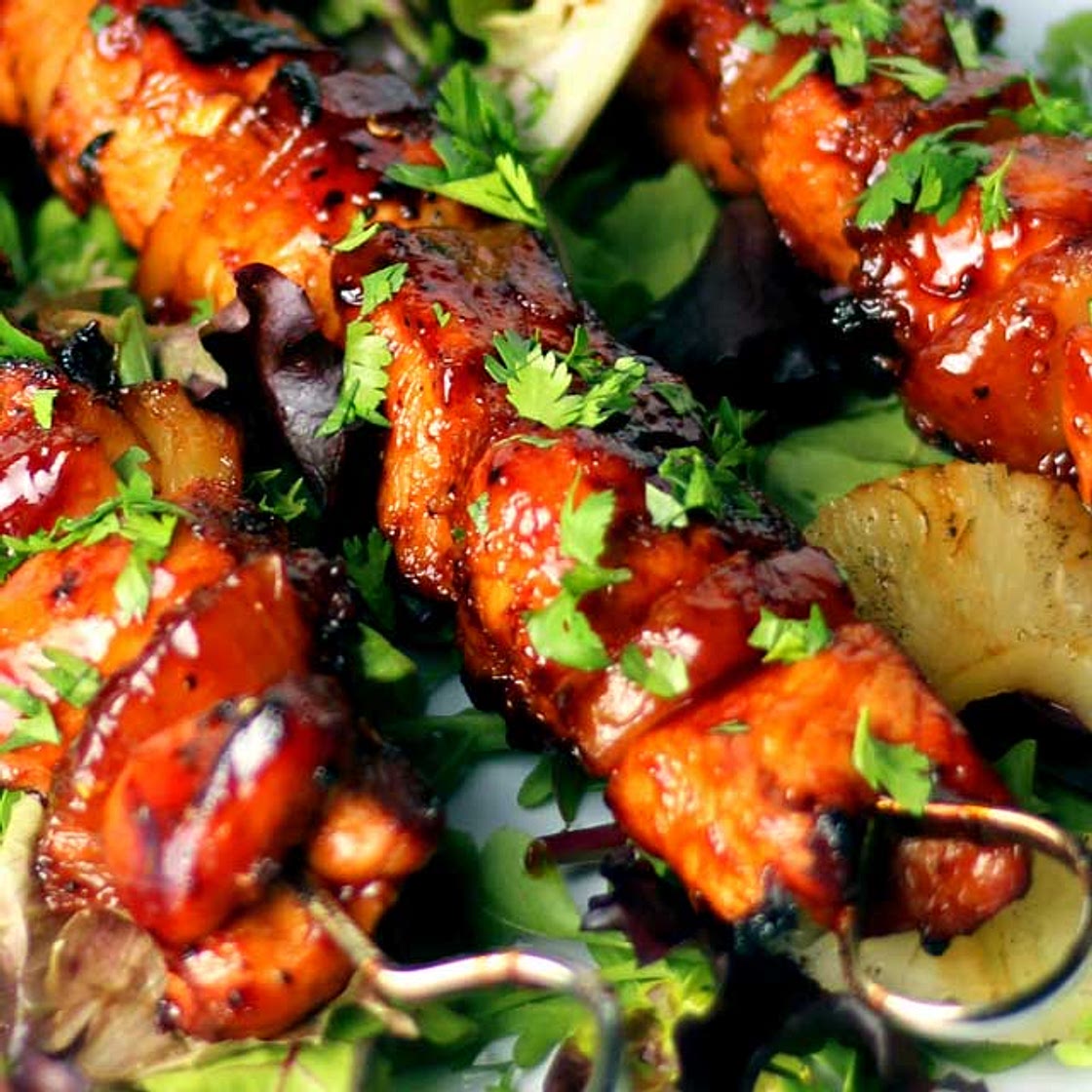 Grilled Huli Huli Chicken and Pineapple Skewers