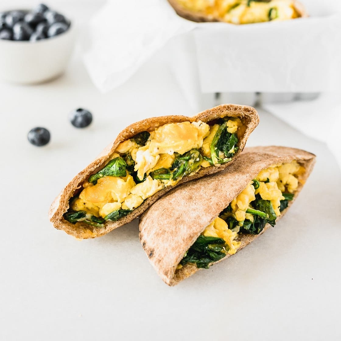 Spinach Egg and Cheese Breakfast Pita