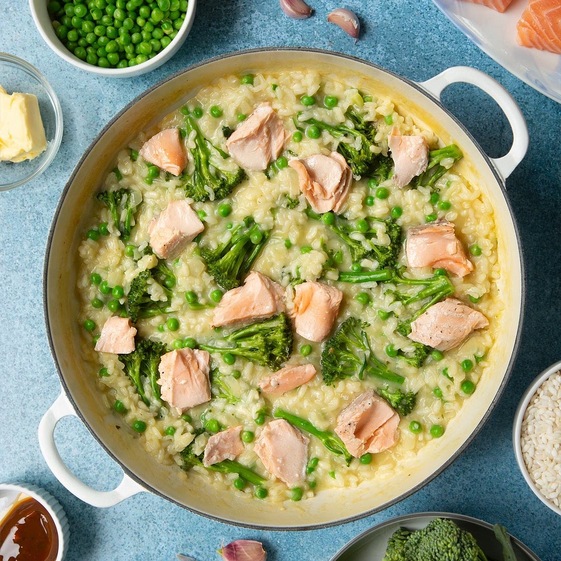 Fresh salmon risotto