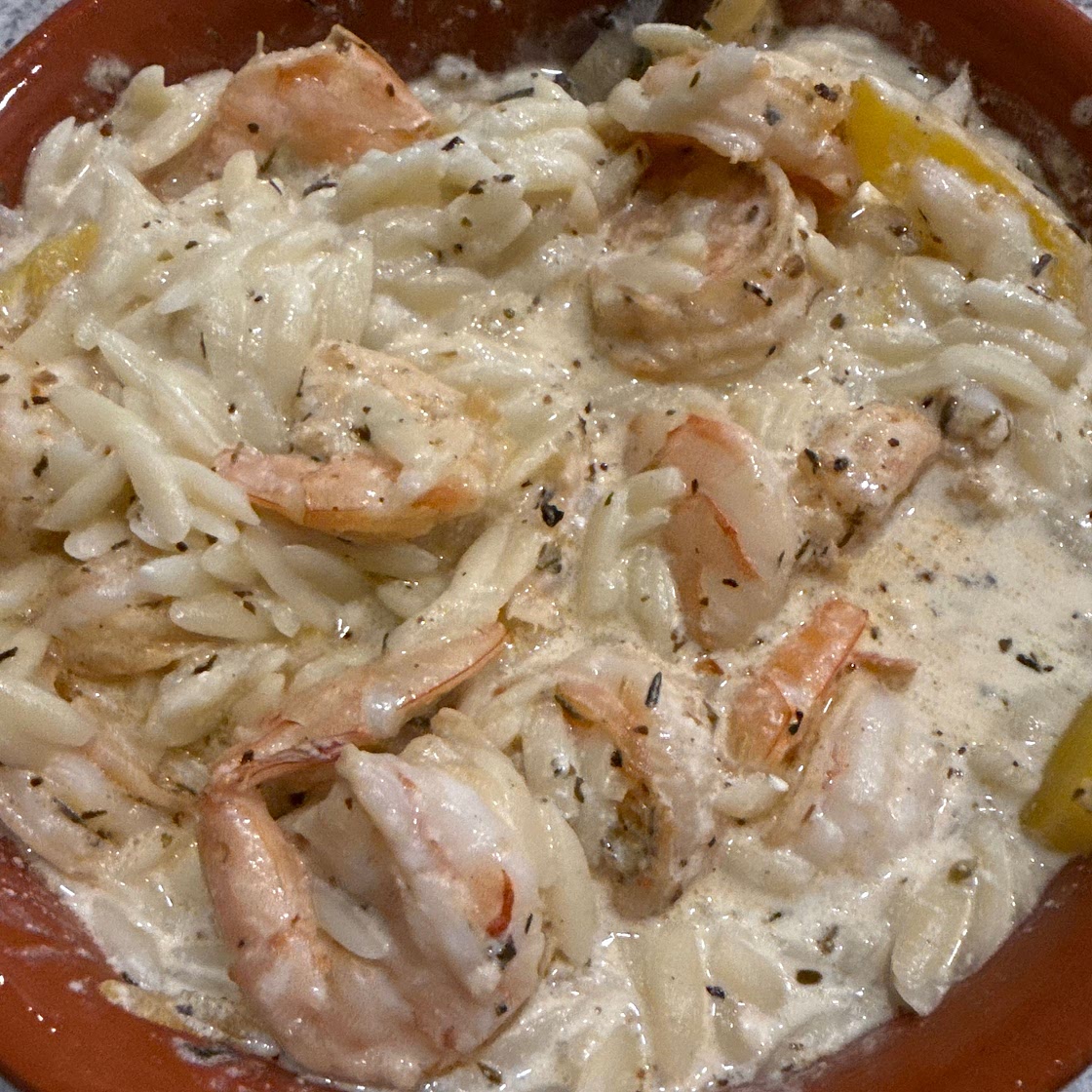 Spicy Southern Style Shrimp with Lemon Basil Orzo