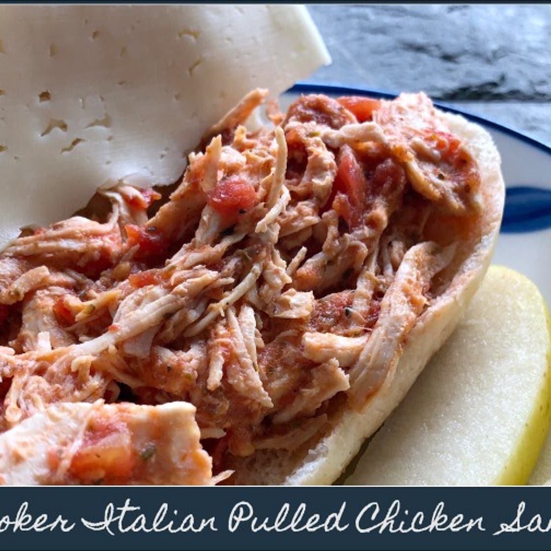 Slow Cooker Italian Pulled Chicken Sandwiches